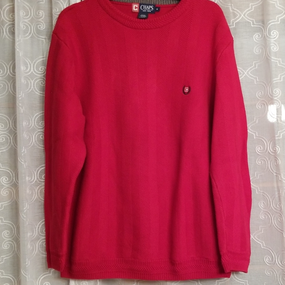 Chaps Men's Red Ribbed Sweater - Picture 3 of 6